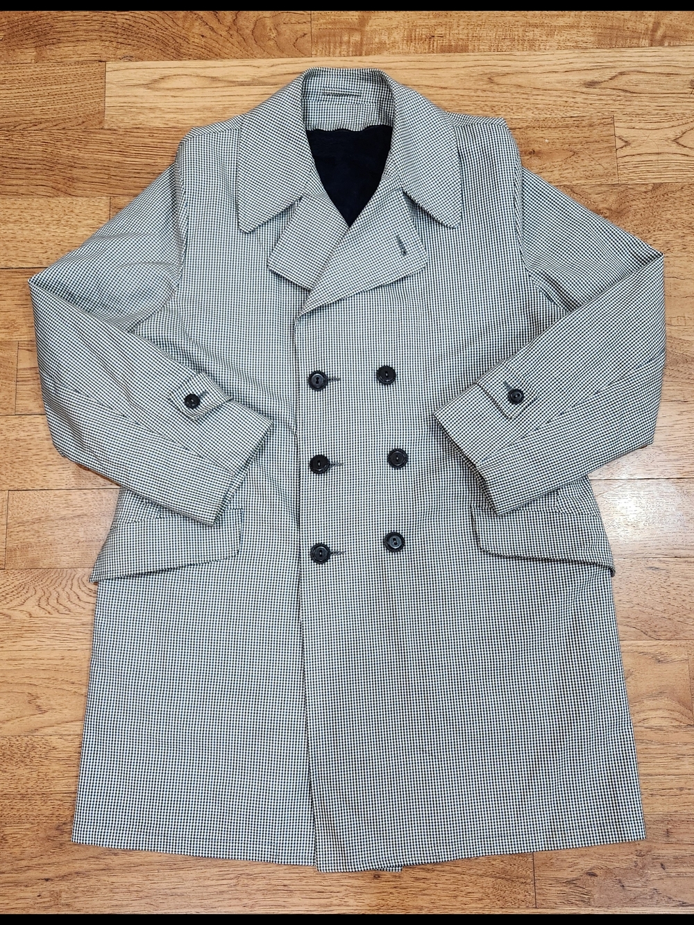 Sears The Men's Store Double-Breasted Houndstooth Trench Coat, 42